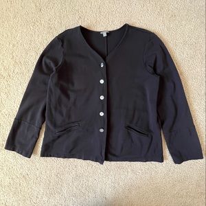 J. Jill Black Soft Buttons Cardigan With Pockets, Size L